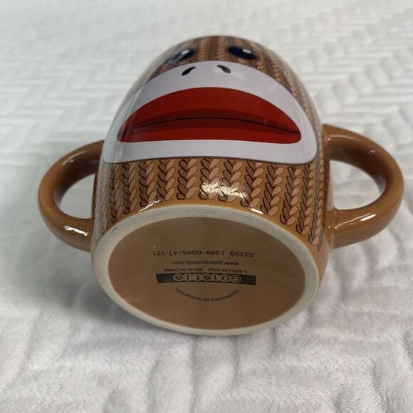 Galerie Candy SOCK MONKEY Double Handle Coffee Mug Collectible - Picture 4 of 5